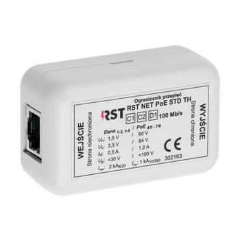 Ogranicznik przepięć RST NET PoE STD TH | do ochrony systemów telewizji dozorowej IP