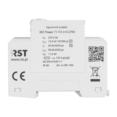 Ogranicznik przepięć RST Power T1 + T2 4 + 0 275V | do sieci trójfazowych TNS 230/400 V
