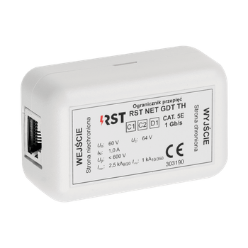 Ogranicznik przepięć RST NET GDT TH | do ochrony zgrubnej sieci informatycznych i systemów telewizji dozorowej IP