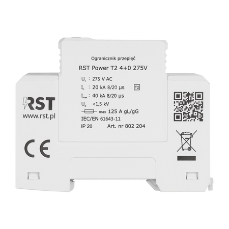 Ogranicznik przepięć RST Power T2 4 + 0 275V | do sieci trójfazowych TNS 230/400 V